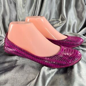 Tory Burch Eddie Ballet Flats Women's‎ 5.5 Snakeskin Embossed Leather Shoes Pink